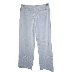 Armani Wide Leg Pants Womens Size XS (25 X 28) White Cotton Drawstring Resort Ca